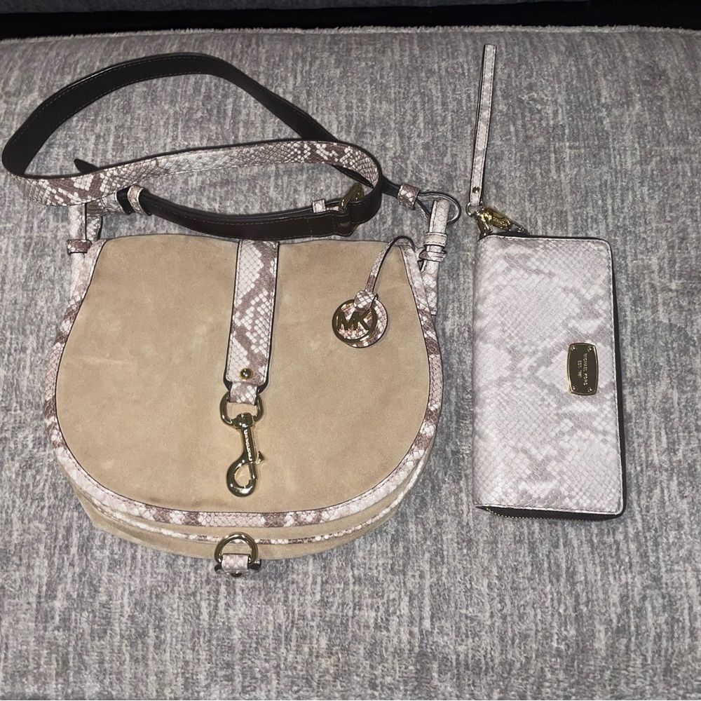 MK Snakeskin Saddlebag & Wristlet